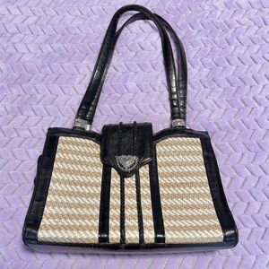 Chic Black and Cream Women's Shoulder Bag